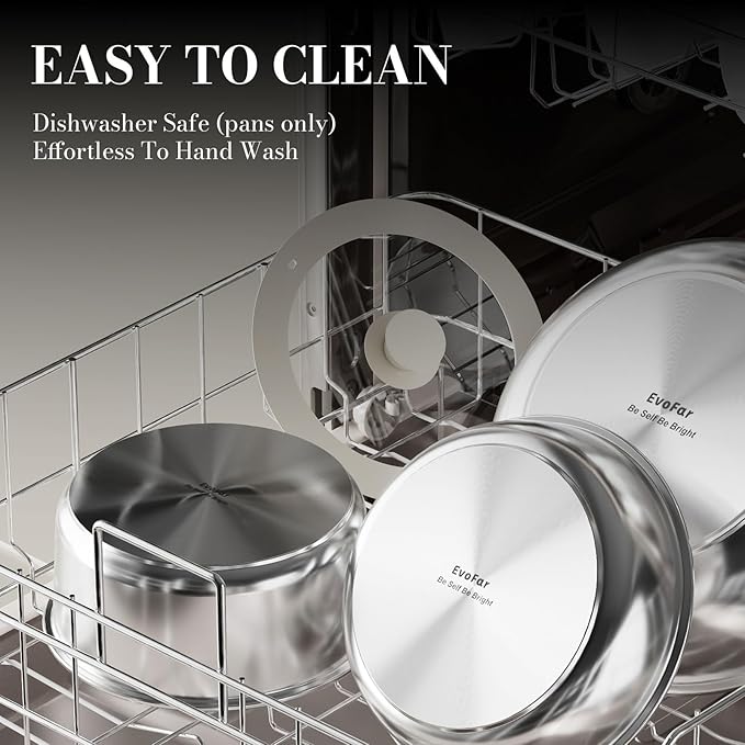 14 pcs Stainless Steel Cookware Set, Detachable Pots and Pans Set with Removable Handle, Non Toxic Space Saving RV Camping Cookware Set, Induction Cookware, Dishwasher & Oven Safe