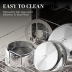 14 pcs Stainless Steel Cookware Set, Detachable Pots and Pans Set with Removable Handle, Non Toxic Space Saving RV Camping Cookware Set, Induction Cookware, Dishwasher & Oven Safe