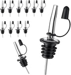 12 Pack Leak-Proof Dust Cap Wine Pourers,Stainless Steel Bottle Pourers for Alcohol, Olive Oil & Syrups- Fast, Controlled Pouring,Bar & Home Kitchen Accessories
