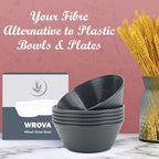 Wheat Straw Bowl Sets,6PCS Unbreakable Cereal Bowl 36 OZ,Microwave and Dishwasher Safe Bowls,Salad Bowls for Dorm,Apartment,Camping,Picnic (Deep Grey)