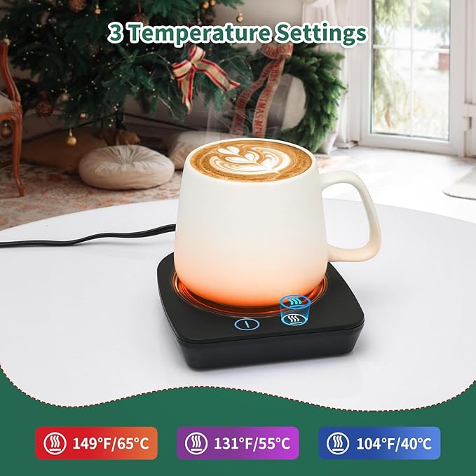 VOBAGA Coffee Warmer & Mug Warmer for Home Office Home Desk Use, Coffee Cup Warmer with 3 Temperature Settings for Coffee Tea Cocoa with Auto Shut Off After 4 Hours, Coffee Gifts
