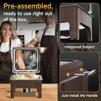 Chafing Dishes for Buffet, 6QT Square Stainless Steel Chafing Dish with Transparent Hydraulic Lid, 304 Food Pan, Buffet Warmer for Parties and Events (Wood Color)