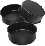 E-far 8 x 3 Inch Cake Pan Set of 3, Nonstick Stainless Steel Round Cake Pans Tin for Baking Birthday Wedding Layer Cakes, Stainless Steel Core & Non-toxic Coating, Deep & Straight Side