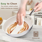 9.5 Inch Nonstick Ceramic Frying Pan, Tri-Ply Stainless Steel Skillet with Stay-Cool Handle, PFAS/PFOA/PTFE Free, No Seasoning Required, High Heat & Induction Safe, Dishwasher/Oven Safe