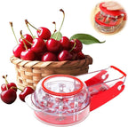 Cherry Pitter, Multi Cherry Stoner, Stainless Steel Multiple Cherry Stone Remover Tool, Cherry Seed Remover, Cherry Stone Seed Removal Core Easy Squeeze with Grip 6 Cherries Red