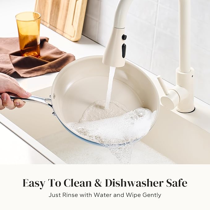 Redchef Non Stick Ceramic Frying Pan Set, Non Toxic Ceramic Pans for Cooking, 8" 9.5" 11" Skillet Set, No PFAS & PTFE & PFOA with Stainless Steel Handle, Dishwasher & Oven Safe Max up to 842°F (Blue)