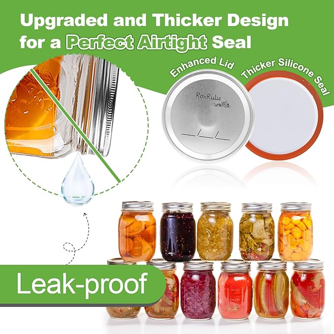 116PCS Canning lids Wide Mouth(3.43in/87mm), Upgraded Leak-Proof Mason Jar Lids for Ball/Kerr Jars, Split-Type Lid with Perfect Airtight Seal, Canning Jars Lids, Food Grade Material