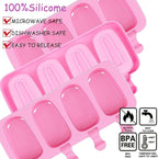 3pcs Large Silicone Popsicle Molds Set,BZIDII 4 Cavities Cake Pop Molds,Oval Ice Cream Bar Mold Ice Pop Cakesicle Molds Silicone with 100 Wooden Sticks & 100 Bags &100 Twist Ties(Pink)