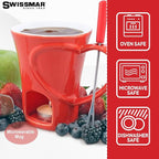 Swissmar 4-Piece Sweetheart Chocolate Fondue Mug Set – Mini Fondue Set for Keeping Chocolate, Caramel, Cheese, & More Warm – Ideal Gift for Weddings & Desserts