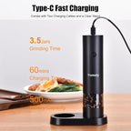 Electric Salt and Pepper Grinder Set-Rechargeable Salt and Pepper Mill Set All in One, Automatic Refillable Adjustable Coarseness Ceramic Grinder, Salt and Pepper Shakers for Kitchen Appliances