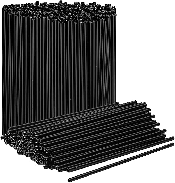 Prestee Plastic Coffee Stirrers, 2000ct, 5" - Plastic Straws, Drinks and Coffee Stir Sticks, Cocktail Swizzle Sticks, Disposable Stir Stick, Drinking Straws for Cocktails (Black)