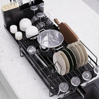 Runnatal Large Dish Drying Rack with Drainboard Set, Dish Rack, Extendable Dish Rack, Utensil Holder, Cup Holder, Expandable Dish Drainer for Kitchen Counter