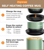 Self-Heating Coffee Mug T1, 16oz Rechargeable Heated Coffee Mug, Smart Coffee Warmer Mug with App-Controlled,Advanced Temperature-Controlled Heating Coffee Gifts for Women Men Coffee Lover