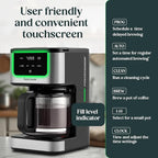 Deluxe 14 Cup Programmable Drip Coffee Maker with Glass Carafe | Large Capacity Coffee Maker 14 Cup with, Auto Shut-Off & Timer | Classic Black