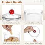 2 Pcs Plastic Candy Jars, Clear Storage Containers with Lids, Airtight Food Storage Canisters, Wide Mouth Apothecary Jars, Kitchen Organization Containers, 47 oz & 30 oz