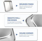 9 Inch Square Cake Pan Set of 2, Stainless Steel Baking Brownie Pan for Lasagna, Roaster Oven Cookie Sheet BBQ Grilling Pan for Baking Breads, Grilling Chicken & Vegetables, Dishwasher Safe