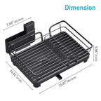 Dish Drying Rack for Kitchen Counter, Multifunctional Dish Drainer Rack, Kitchen Dish Rack, Sink Dishes Strainer, Plate Rack with Drain Board, Cup Holder, and Cutlery Holder,Medium Size Black