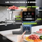 Meat Grinder Electric 3200w Digital Touch Control Commercial Heavy Duty Meat Grinder and Sausage Stuffers, Kubbe Kit for Household Use & Commercial