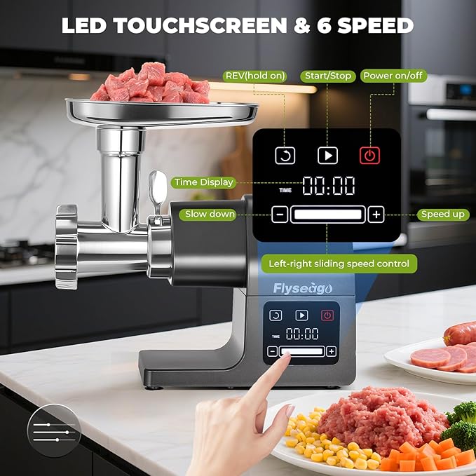 Meat Grinder Electric 3200w Digital Touch Control Commercial Heavy Duty Meat Grinder and Sausage Stuffers, Kubbe Kit for Household Use & Commercial