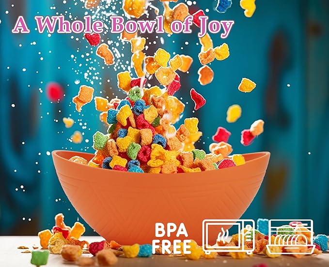 Homienly Wheat Starw Small Bowls - 10 OZ Mini Bowls for Snack, Dessert, Fruits,Small Portions,Ice Cream,Dip,Yogurt, 5 Inch Oval Dish Set of 4,Microwave and Dishwasher Safe-Mondrian Color