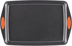 Rachael Ray Nonstick Bakeware Set with Grips, Nonstick Cookie Sheets / Baking Sheets - 3 Piece, Gray with Orange Grips
