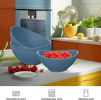 65 OZ Wheta Straw Bowls Set - Unbreakable Large Salad Bowl 4 PCS, Large Capacity Kitchen Bowls Microwave & Dishwasher Safe Serving Bowl for Salad, Popcorn, Chip (Blue)