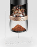 FORLIM Portable Electric Coffee Grinder, Cordless Rechargeable Coffee Bean Grinder with 80 Scale Precise Grinding Settings, Double-Click Start, 10-Blade Conical Burr Coffee Grinders, Clog‑Protection