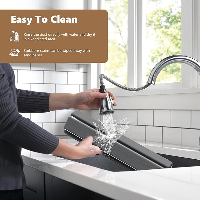 Large Stone Drying Mat for Kitchen Counter, 24"(L)×16"(W), Foldable Diatomaceous Earth Mat, Fast Drying & Absorbent Pad for Dishes, Bottles, Cups, Bathroom & Any Countertop (Gray)