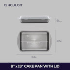 Circulon Total Nonstick Baking Pan With Lid / Nonstick Cake Pan With Lid, Rectangle - 9 Inch x 13 Inch, Gray