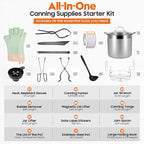 Stainless Steel Canning Pot with Rack and Lid, Large Water Bath Canner, Full Home Canning Supplies Starter Kit (20.5 Quarts, Black)