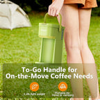 Single Serve One Cup Coffee Maker, for K Cups and Grounds, Mini Coffee Maker with Portable Handle, 6 to 12 Oz Brew Size, for Travel, Camping, Office, RV and Dorm, 120V, Lime Green