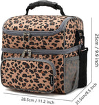 FlowFly Double Layer Cooler Insulated Lunch Bag Adult Lunch Box Large Tote Bag for Men, Women, With Adjustable Strap,Front Pocket and Dual Large Mesh Side Pockets