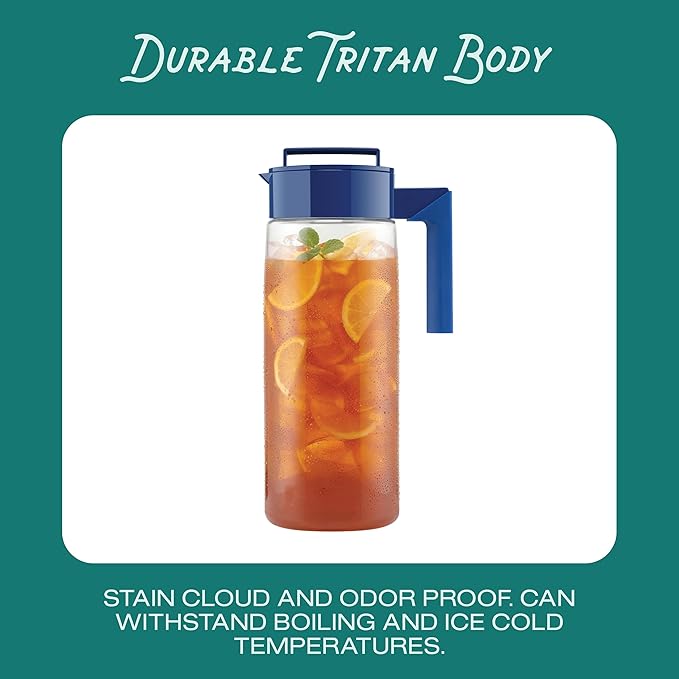 Takeya Airtight Pitcher - Everyday-Use for Iced Tea & More - Clear with Lid - Lightweight Kitchen Essential - Spill-Proof & Durable Kitchenware - 2 Quart, Raspberry