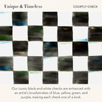 MACKENZIE-CHILDS Enamel Whistling Tea Kettle, Decorative Teapot for Stovetop, Black-and-White Courtly Check