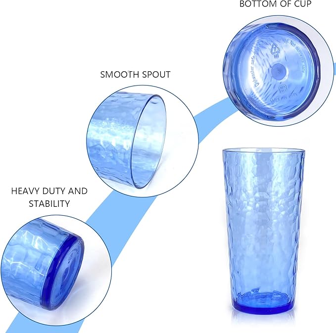 Yalin 24-Ounce Plastic Tumbler Acrylic Drinking Glasses, Reusable Plastic Cups, Stackable, BPA-Free, Shatter Proof, Dishwasher Safe, Set of 8 (Multicolor)