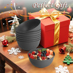 Hoimenly Wheat Straw Bowls for Kitchen, Unbreakable Cereal Bowl Set of 8, 26oz Microwave and Dishwasher Safe Bowls Set for Party, Camping, Alternatives to Plastic Bowl, Stackable Soup Bowls(Dark Grey)