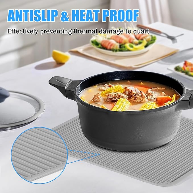 Silicone Trivet Mat Extra Large Heat Resistant Non-Slip Pot Holder Multi Purpose Kitchen Hot Pad for Hot Dish Mat Utensil Drying Rack 14.2"×11 "