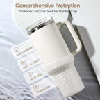 Silicone Boot for Stanley, Clear Protector Sleeve Accessories for 40oz Tumbler (White)