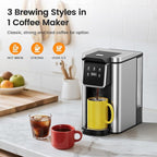Single Serve Coffee Maker for K-Cup Pod and Grounds, Hot and Iced Coffee Maker, Strong Button Feature, 6 to 14oz Brew Sizes, 50oz Removable Reservoir, Up to 6.5 Inch Cup, Stainless Steel, Black