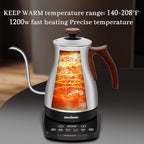 SEEDEEM Gooseneck Electric Kettle Full Touch Screen 1200W Electric Tea & Coffee Kettle with Four Heating Modes Rapid Heating,±1℉ Temperature Control，Keep Warm Mode,1L Electric kettle