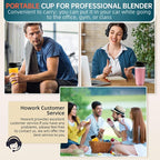 HOWORK Blender for Smoothies, 750W Personal Blender, 56 Oz Glass Jar, 16oz Portable Cups,2+P speed, 3 Functions for Smoothies, Frozen Drinks & Ice Cream,Grey