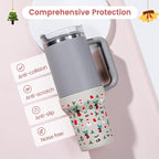 Christmas Boot for Stanley, Silicone Water Cup Bottom Protector Sleeve Accessories for Stanley Quencher H2.0 FlowState Tumbler 20oz/30oz/Stanley Adventure Quencher Tumbler 24oz (Cream)
