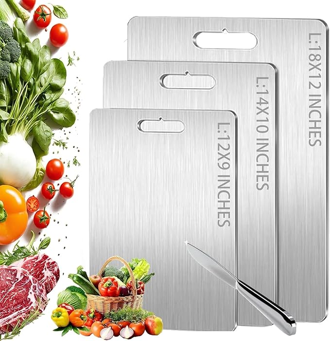 Titanium Cutting Board, Double Sided Titanium Cutting Board for Kitchen, Non Toxic Non Slip, Chopping Board, Dishwasher Safe, Easy to Clean (14''x10'')