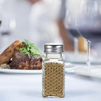 2 Pack Glass Salt and Pepper Shakers Set, Vintage Spice Shakers for Dining Room Table, Kitchen, Restaurant (Grid Pattern)