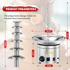 Commercial Chocolate Fountain, 6 Tiers 19 lb Capacity Large Commercial Hot Chocolate Fondue Tower Stainless Steel Chocolate Melting Heating Machine for Nacho Cheese Liqueurs Party Wedding