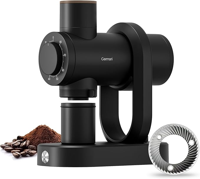 Burr Coffee Grinder,Wirsh Electric Single Dose Espresso Grinder Geimori GU64 with 64mm Flat Burr,Anti-Static Design,Stepless Adjustment from Fine to Coarse for Drip,Pour Over,French Press,Cold Brew