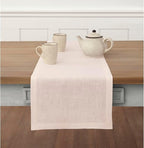 Solino Home Linen Pink Table Runner 48 Inches - 100% Pure Linen Small Table Runner 14 x 48 Inch Ideal for Dresser and Coffee Tables - Summer, Halloween - Fete