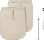 Reusable Cold Brew Bags & Cold Brew Coffee Bags Reusable - for Toddy Systems | 100% Natural Organic Cotton Cold Brew Filter Bags 2-Pack + 2 Bonus 304 Silver Spoons