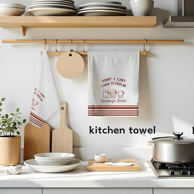Funny Sourdough Baking Kitchen Towels, Gifts for Sourdough Bakers Tea Dish Towels for Kitchen, Baking Lover Gifts Decorative Hand Towels, 16x24 Inch Red