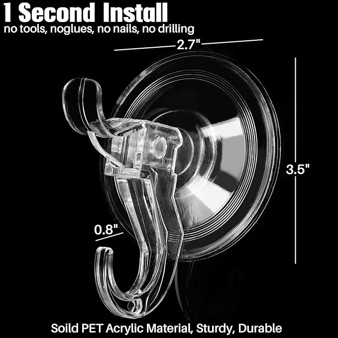 Antimbee Transparent Heavy Duty Suction Hooks, 5 Pack, Holds up to 11 lbs, Modern & Simple Design, Reusable & Removable, Ideal for Bathroom, Kitchen, Glass, Metal, Plastic Surfaces